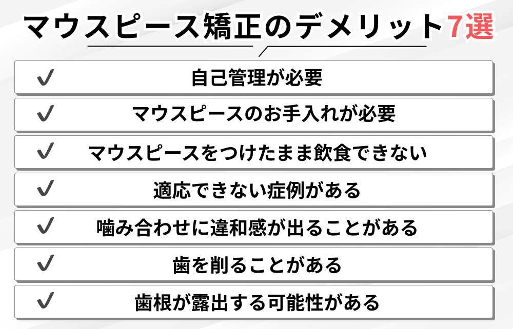 マウスピース矯正のデメリット7選