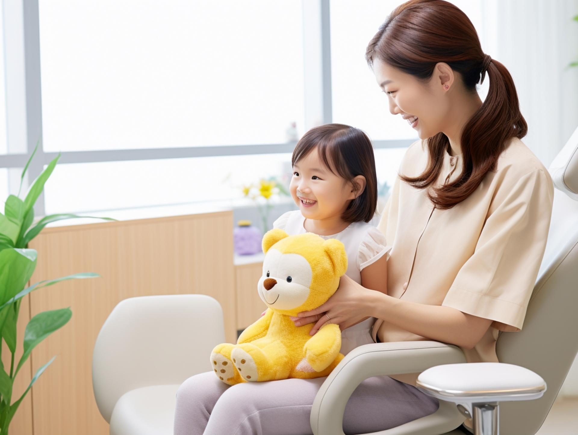 子供連れで歯医者に来た女性